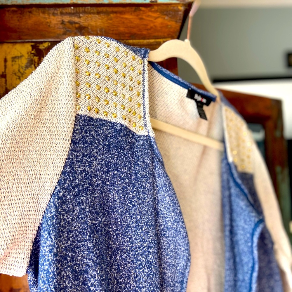 NWOT Style & Co Blue and Cream Cardigan